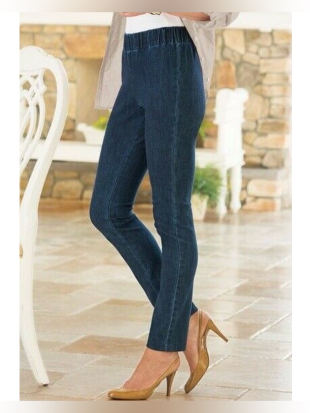 Soft Surroundings Metro High Rise Pull On Jeggings Jeans Sz M Tall